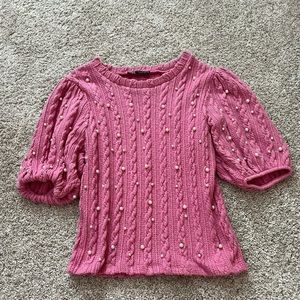 zara pearl and pink top